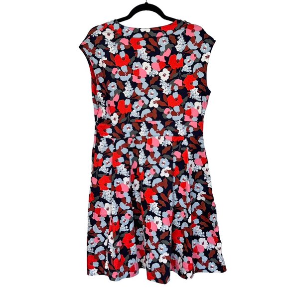 Boden Clemmie Brown, Red & Blue Floral Fit & Flare Dress - Size 10 - Picture 3 of 6
